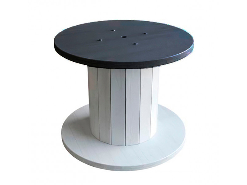 Банкетный стол-катушка с черной столешницей