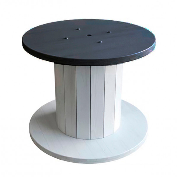 Банкетный стол-катушка с черной столешницей