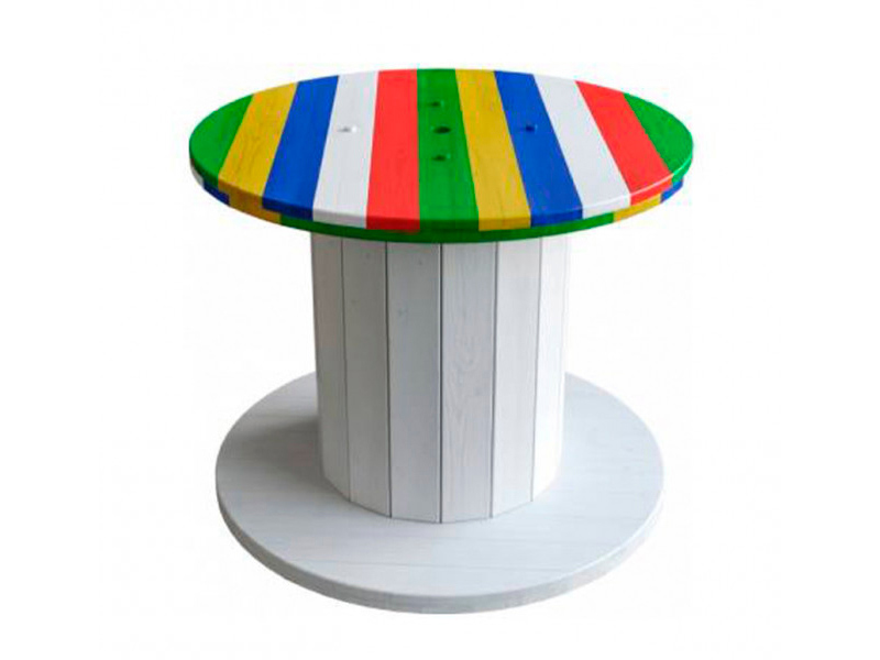 Банкетный стол-катушка с разноцветной столешницей