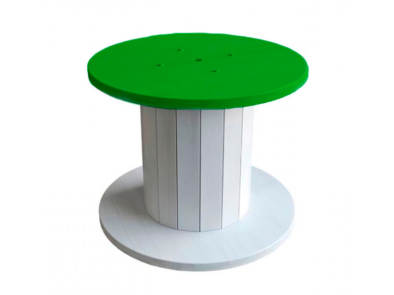 Банкетный стол-катушка с зеленой столешницей