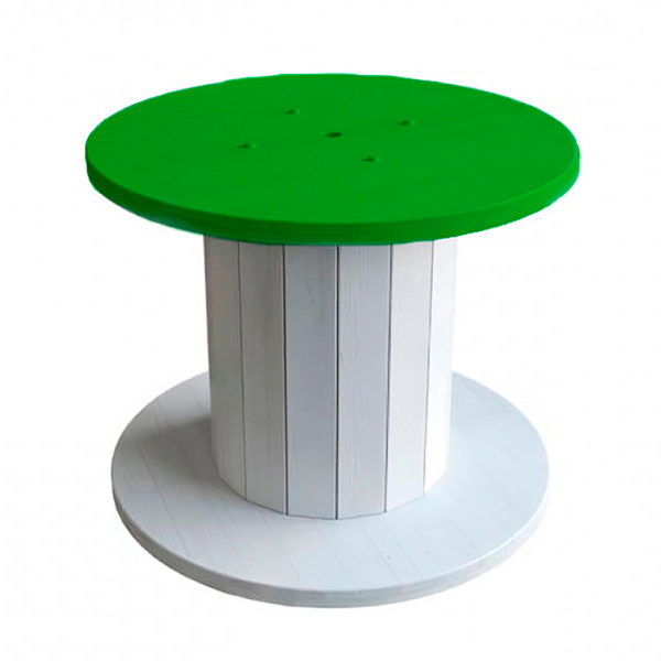 Банкетный стол-катушка с зеленой столешницей
