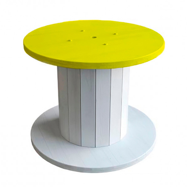 Банкетный стол-катушка с желтой столешницей