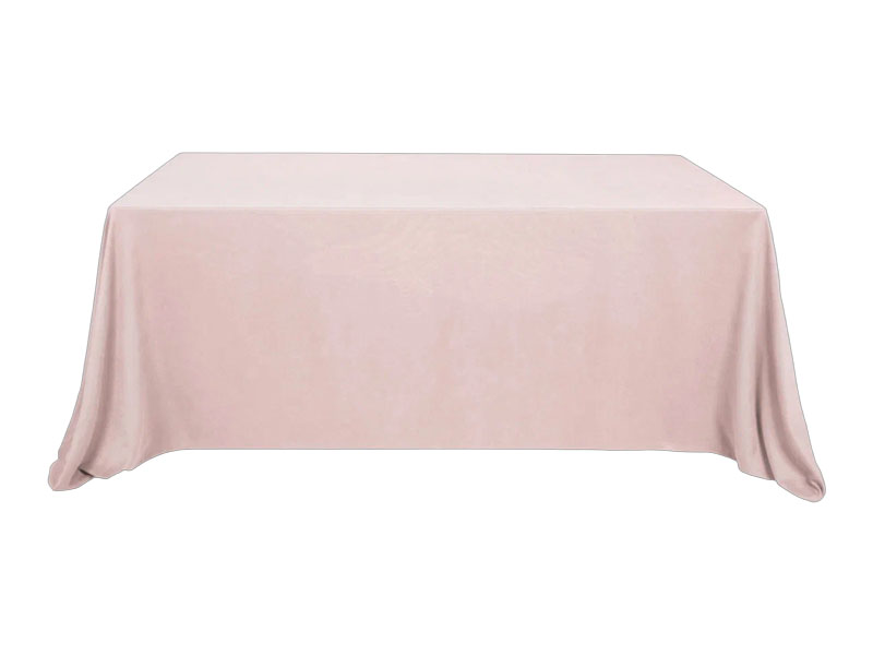 Бархатная прямоугольная скатерть Розовая пудра