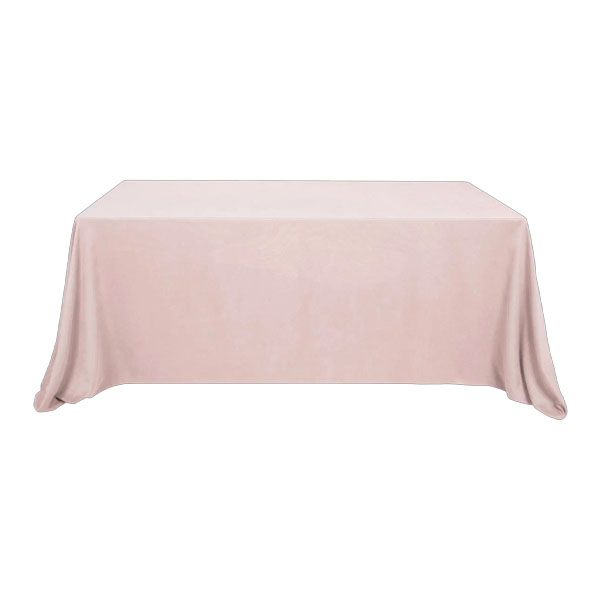Бархатная прямоугольная скатерть Розовая пудра