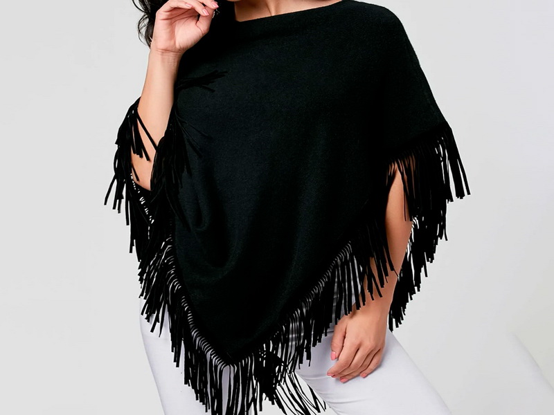 Пончо чёрное