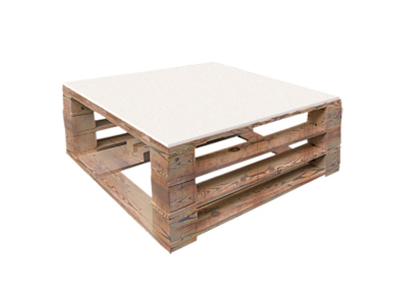 Стол паллетный журнальный обожжённый с белой столешницей