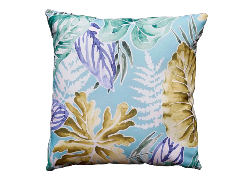 Декоративная подушка с акварельным принтом листьев