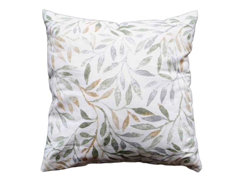 Декоративная подушка с зелёными листьями