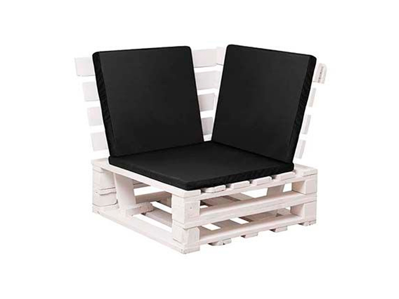 Диван из белых паллет (угловой сегмент) чёрный