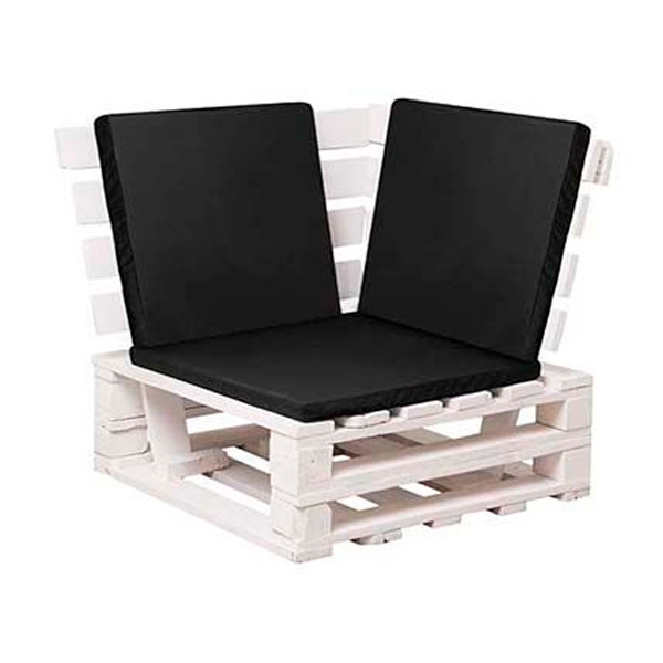 Диван из белых паллет (угловой сегмент) чёрный