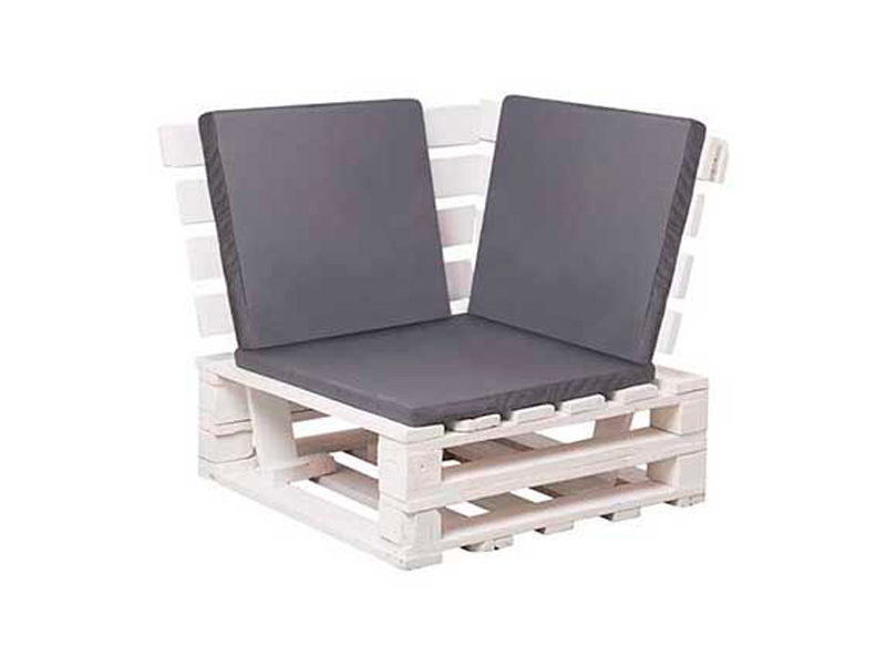 Диван из белых паллет (угловой сегмент) серый