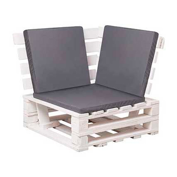 Диван из белых паллет (угловой сегмент) серый