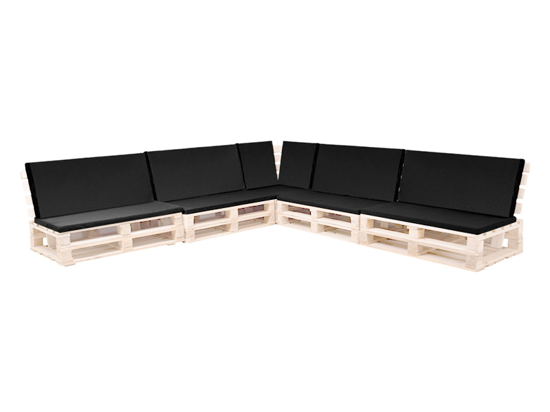 Диван паллетный модульный белый с черной подушкой