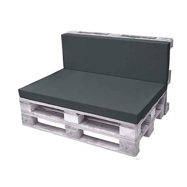 Диван из паллет двухместный белый с серой подушкой