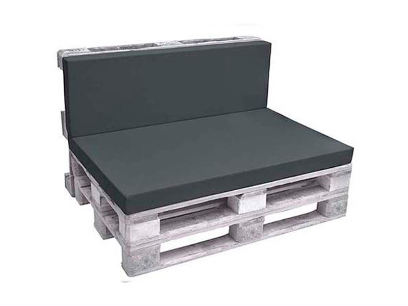 Диван из паллет двухместный белый с серой подушкой