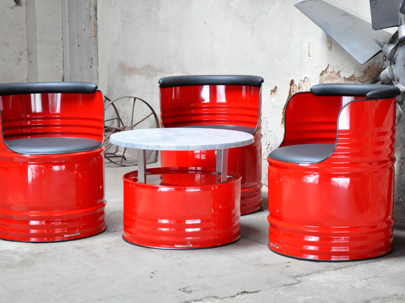 Кресло-бочка красное