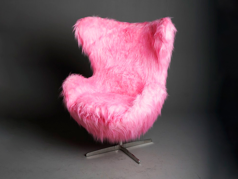 Кресло Egg Chair Shaggy Pink