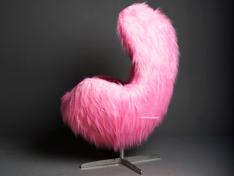 Кресло Egg Chair Shaggy Pink