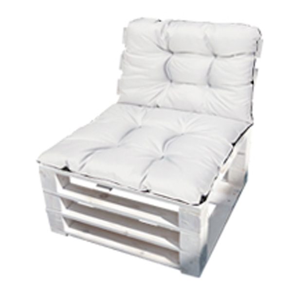 Кресло из поддонов Классик белое с белой подушкой