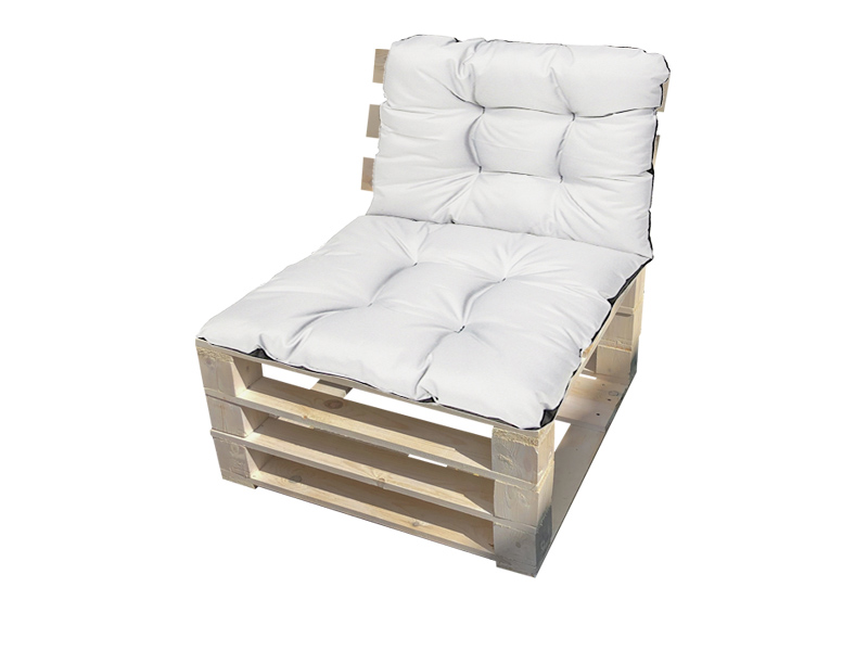Кресло из поддонов Классик деревянное с белой подушкой