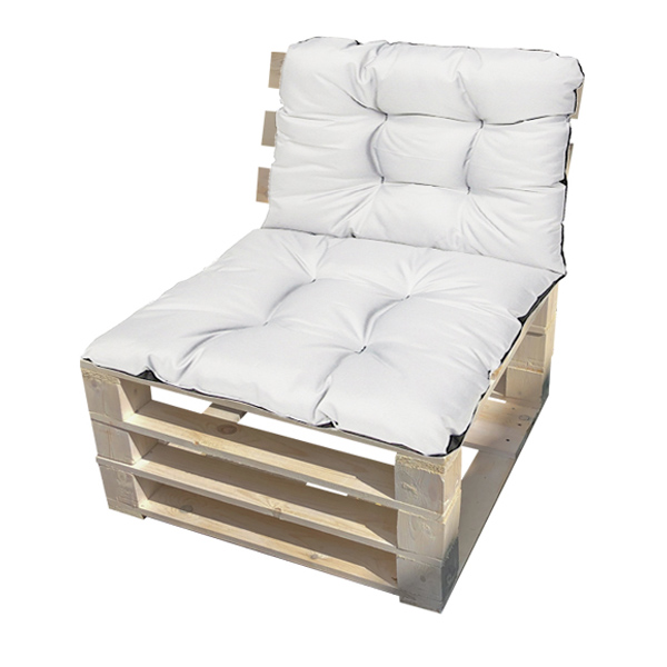 Кресло из поддонов Классик деревянное с белой подушкой