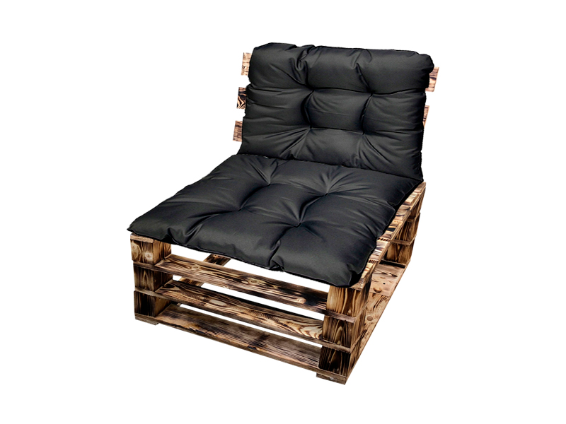 Кресло из поддонов обожжённое с белой подушкой