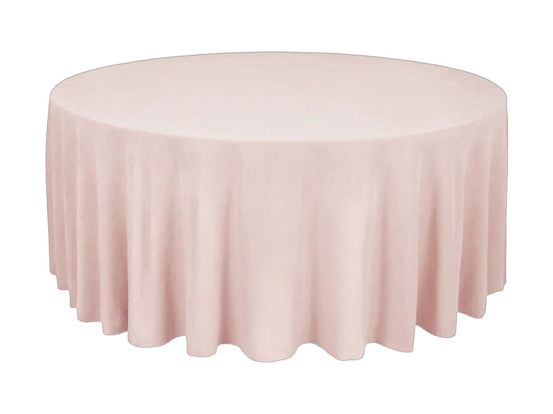 Круглая бархатная скатерть диаметром 3,2м Розовая пудра