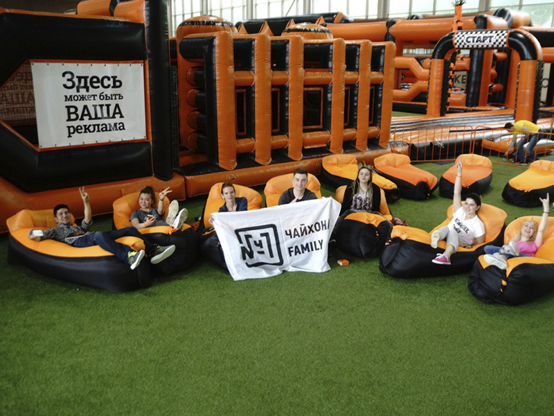 Пуфики черно-оранжевые