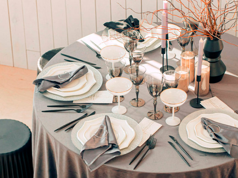 Наперон для круглого стола серый 2,2м