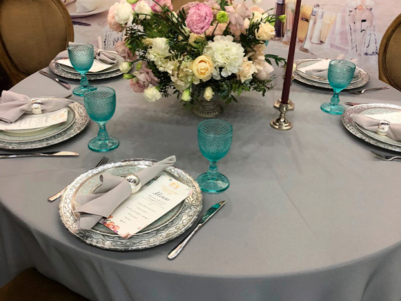 Наперон для круглого стола серый 2,2м