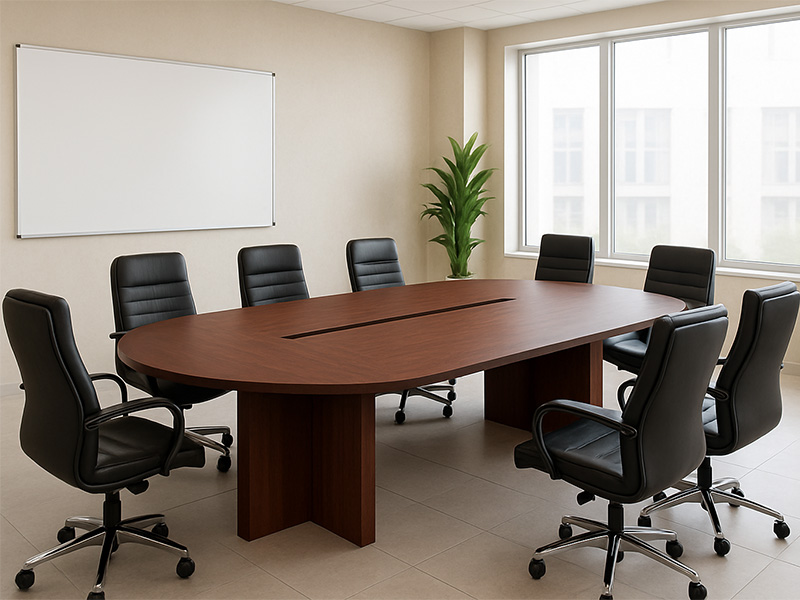 Овальный стол для переговоров коричневый