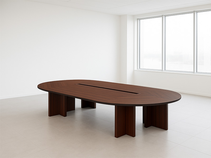 Овальный стол для переговоров коричневый