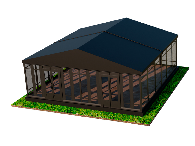 Павильон чёрный 10x10 остеклённая