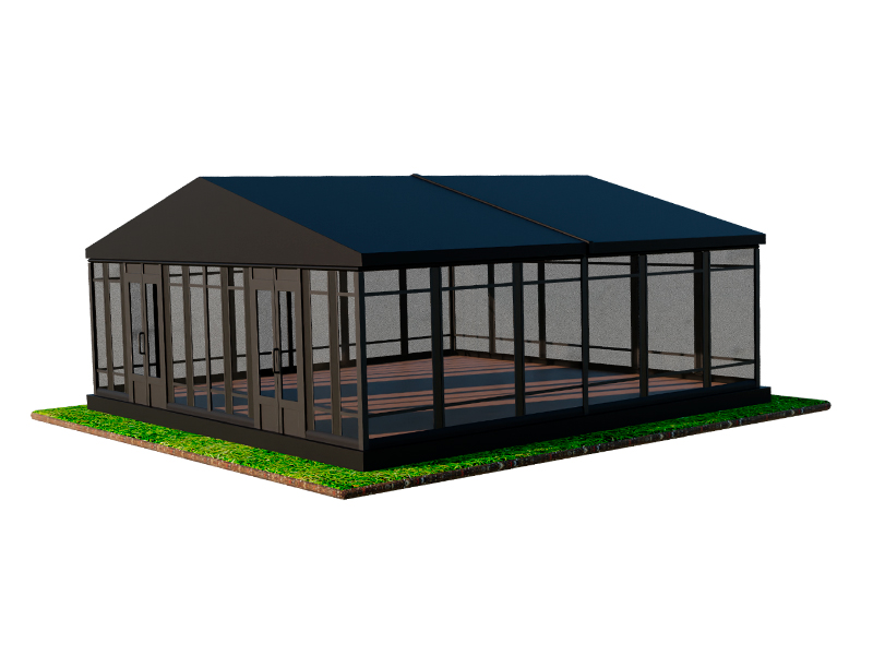 Павильон чёрный 10x10 остеклённая