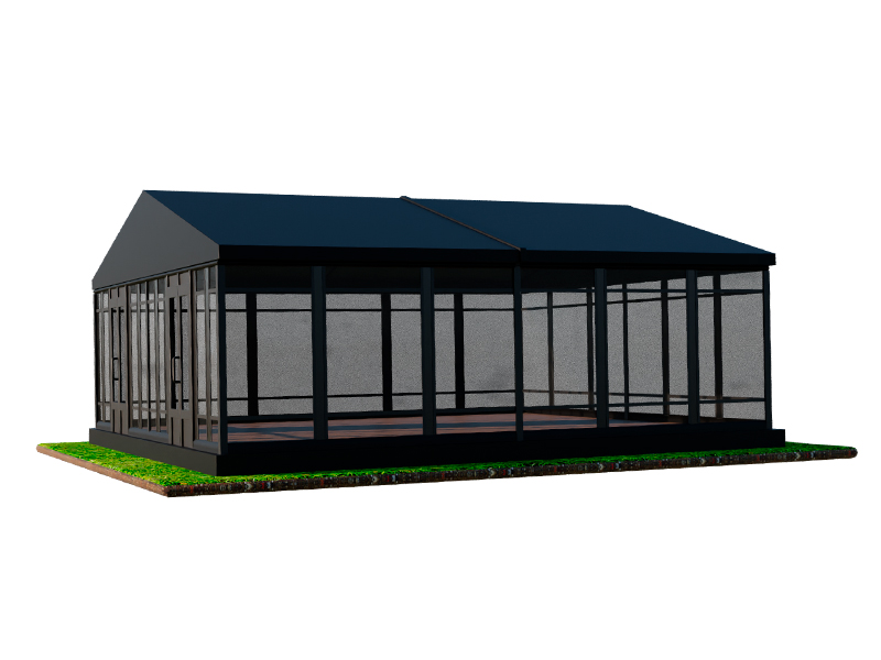 Павильон чёрный 10x10 остеклённая