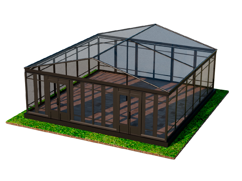 Павильон чёрный 10x10 остеклённая