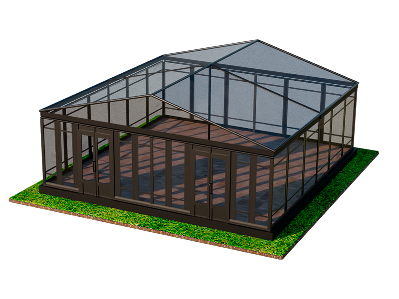 Павильон чёрный 10x10 остеклённая