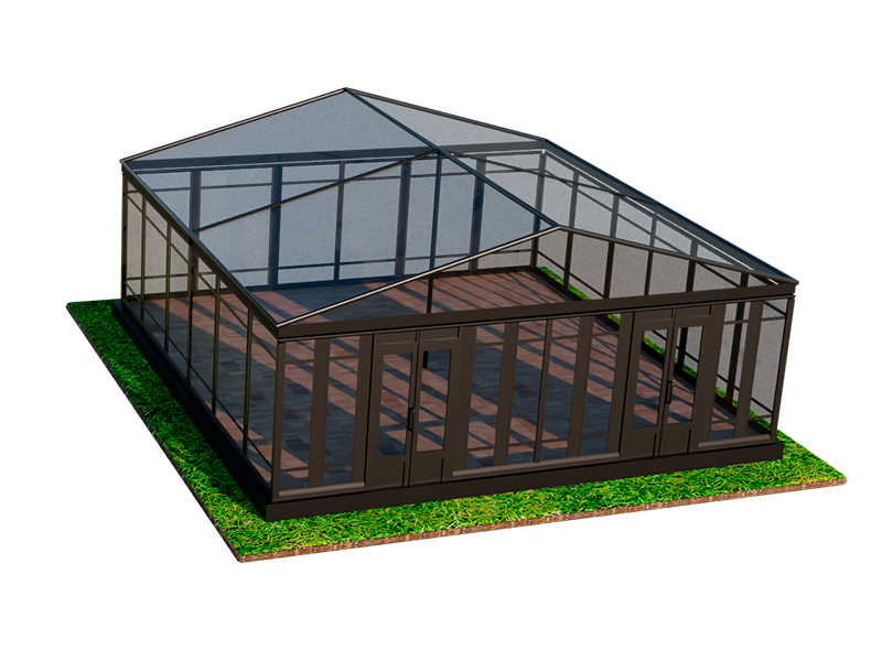 Павильон чёрный 10x10 остеклённая