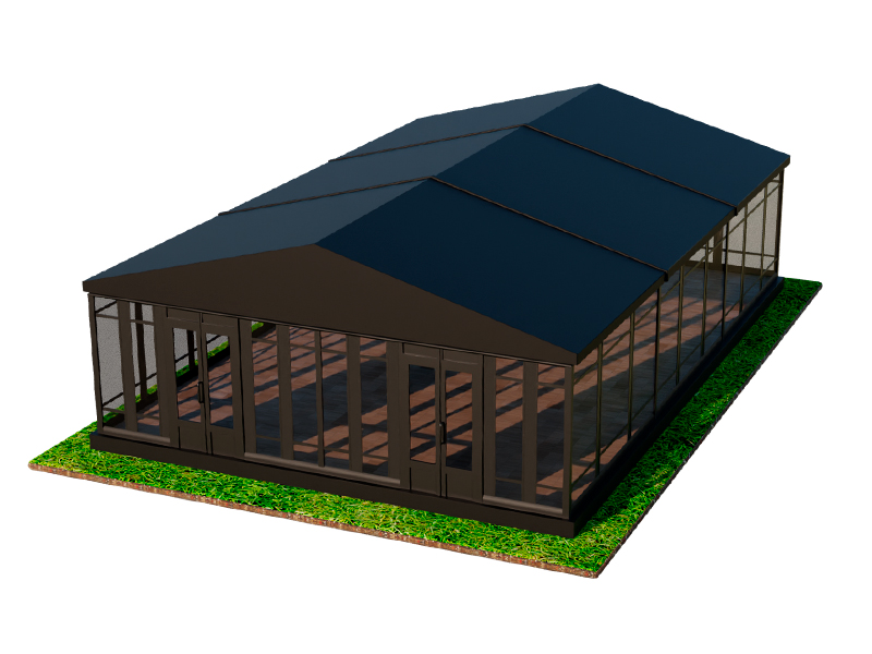 Павильон чёрный 10x15 остеклённая