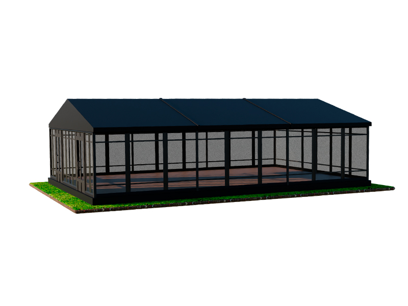 Павильон чёрный 10x15 остеклённая