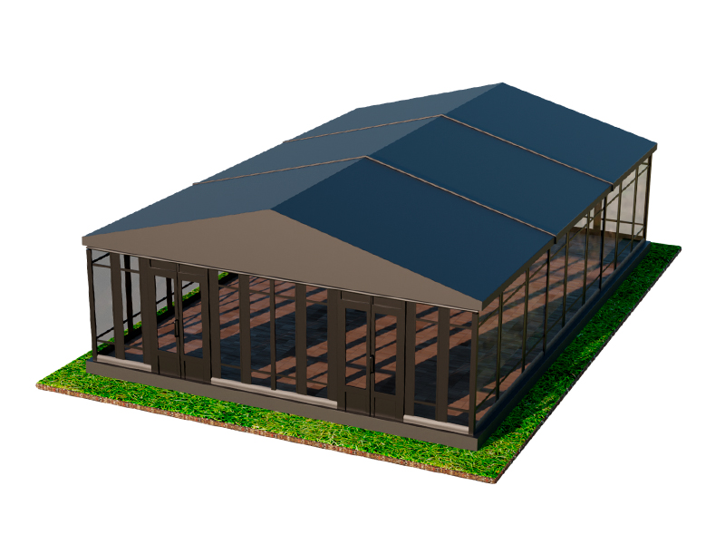 Павильон чёрный 10x15 остеклённая