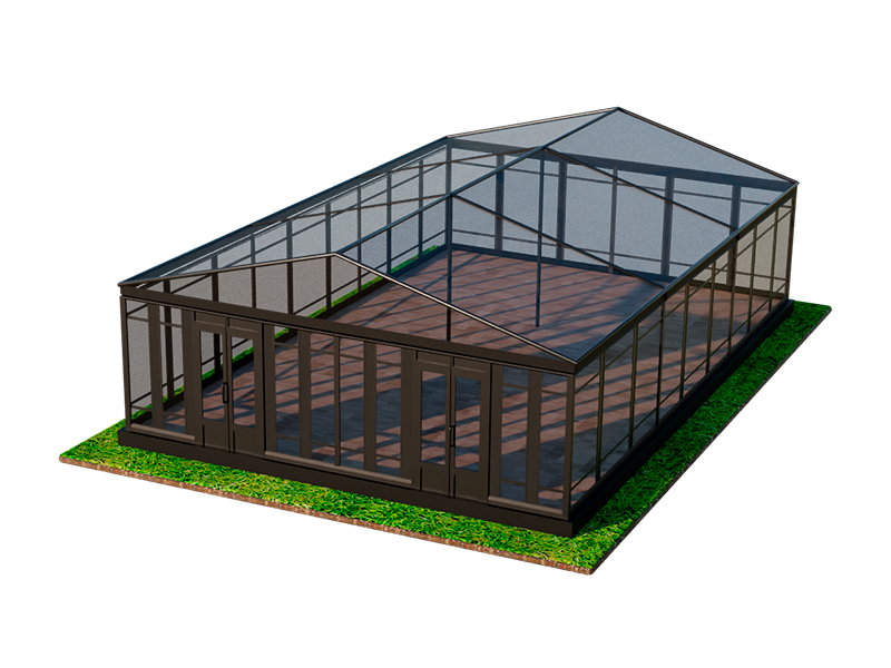 Павильон чёрный 10x15 остеклённая