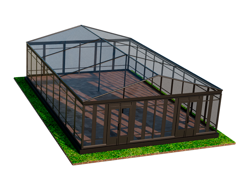 Павильон чёрный 10x15 остеклённая