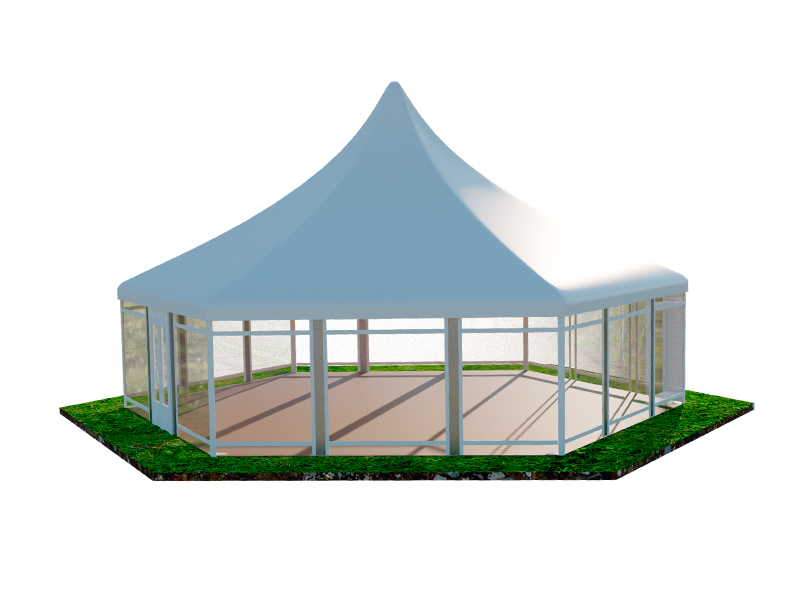 Пагода шестигранная остеклённая 10x8