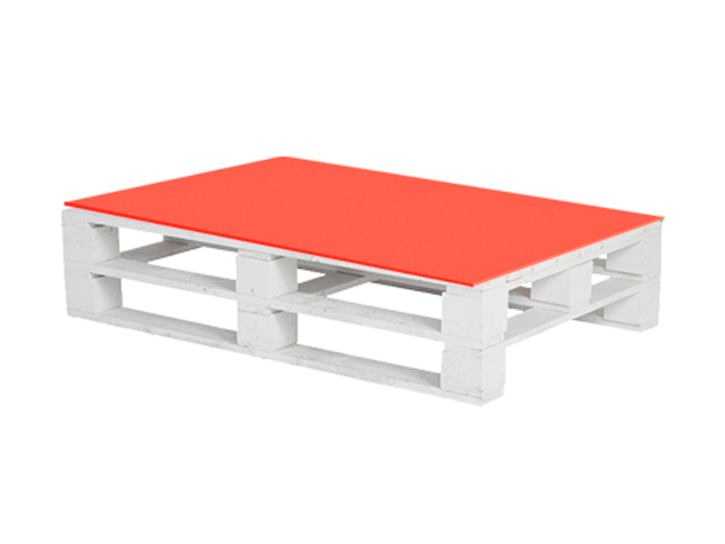 Паллетный стол белый с красной столешницей