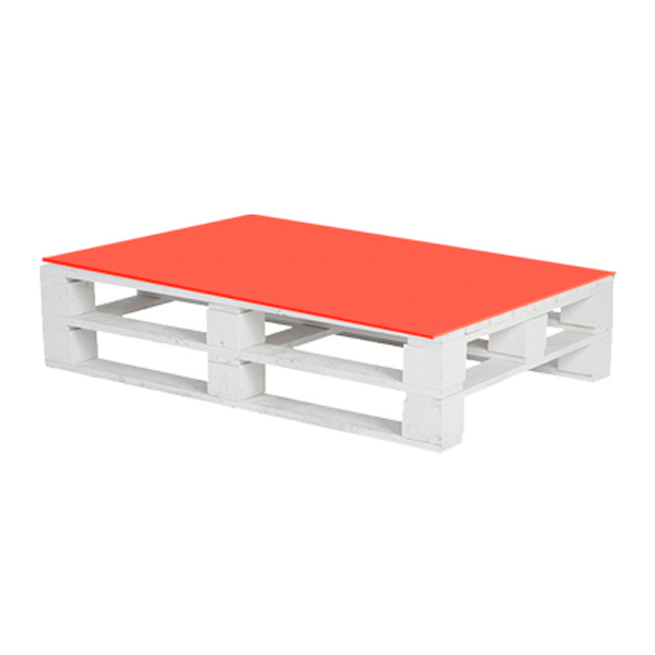 Паллетный стол белый с красной столешницей