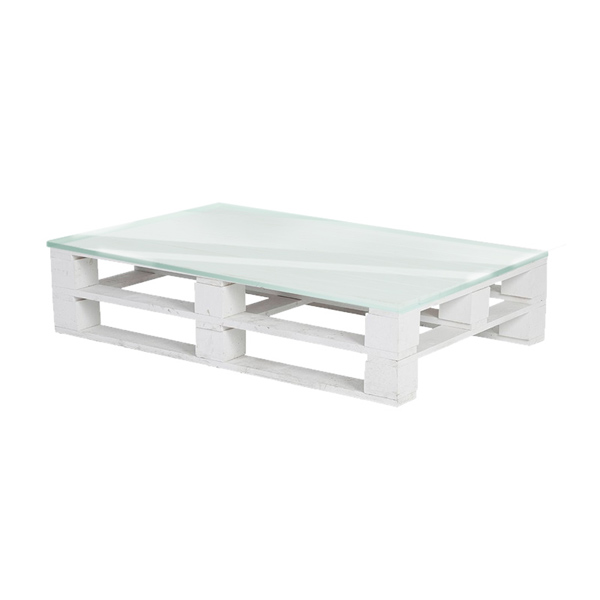 Паллетный стол белый с прозрачной столешницей