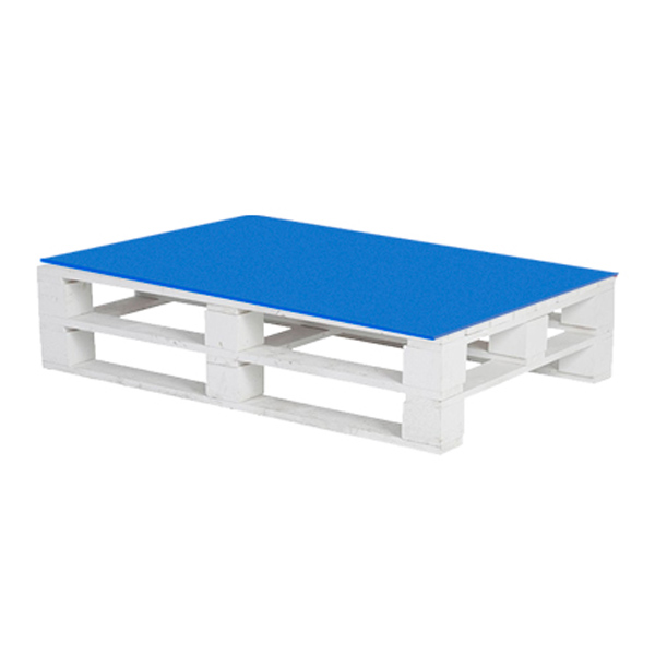 Паллетный стол белый с синей столешницей