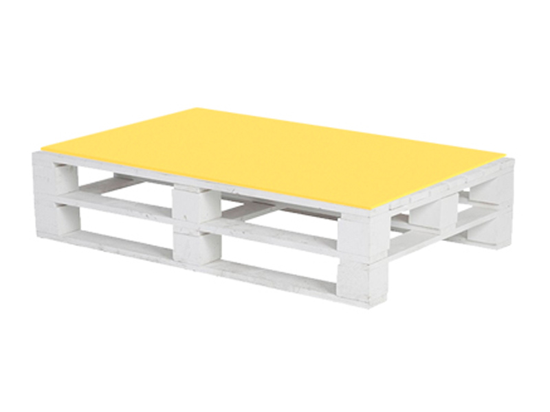 Паллетный стол белый с желтой столешницей