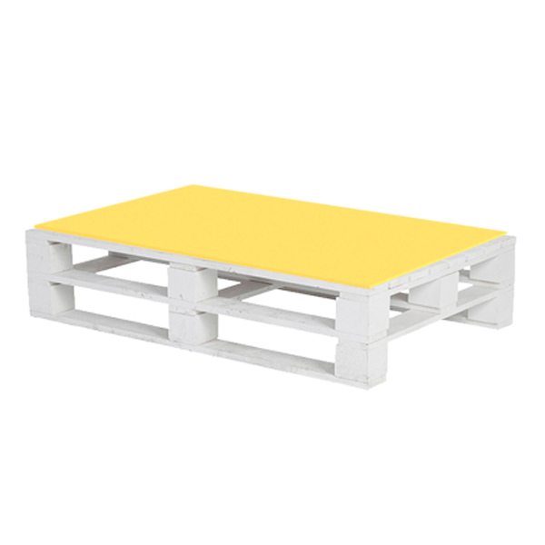 Паллетный стол белый с желтой столешницей
